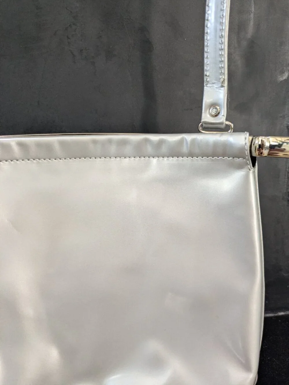 Authentic Janniderma Metallic Silver Leather Shoulder Bag-Excellent Condition.
